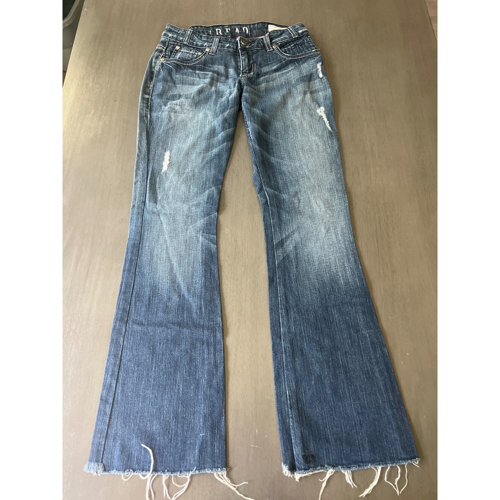 Southern Thread The Samantha Flare Jean Womens 27 Regular Medium Wash Frayed Hem